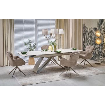 Uitschuifbare Eettafel Hilario Travertijn/Kasjmier 180-260cm Keramiek Modern