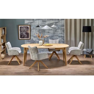 Uitschuifbare Eettafel Ovaal/Rond Magnus Naturel Eiken 120-200cm