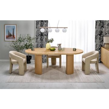 Uitschuifbare Eettafel Rond/Ovaal Garibaldi Naturel Eiken 120-200cm
