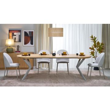 Uitschuifbare Eettafel Peroni Naturel Bruin/Wit 100-250cm