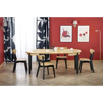 Uitschuifbare Eettafel Sorbus Zwart/Naturel bruin 100-200cm