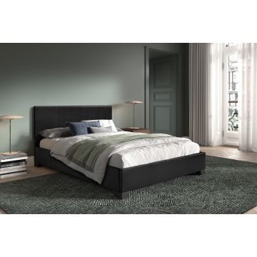 Bed roma 140 X 200 cm in ecoleder - zwart - 89514
