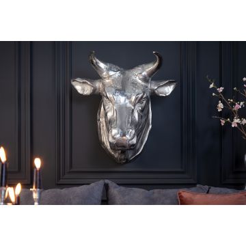 Beeld Stierenkop Torero Zilver 65cm - 17372