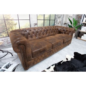 Bank 3-zits Chesterfield Antieke Look Bruin 205cm - 17382