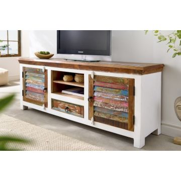 TV Meubel Jakarta Wit 150cm Massief Gerecycled Mango Hout - 42148