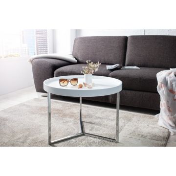 Salontafel Modul Wit Zilver 60cm Rond met Dienblad - 36718