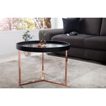 Salontafel Modul Zwart Koper 60cm Rond met Dienblad - 36719