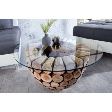 Salontafel Pure Natuur 70cm Rond Teak - 37442&37442-2
