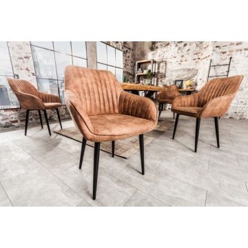 Eetkamerstoel Turin Vintage Lichtbruin Met Armleuning - 38789