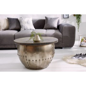 Bijzettafel Drump Storage Grijs 68cm Massief Mango Hout - 38948