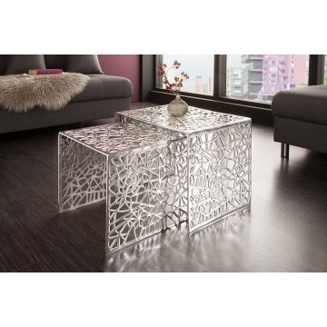 Salontafel 2-delig Abstract 49cm Zilver - 38965