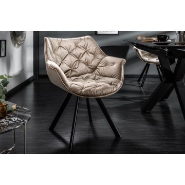 Eetkamerstoel Dutch Comfort Greige Fluweel Met Armleuning - 39177