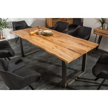 Eettafel Living Edge 200cm Massief Wild Eiken Hout - 39437