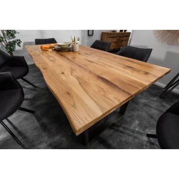 Eettafel Living Edge 160cm Massief Wild Eiken Hout - 39438