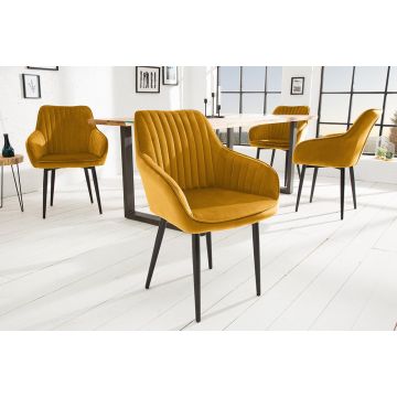 Eetkamerstoel Turin Mosterdgeel Met Armleuning - 39528