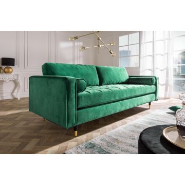 Bank Cozy Velvet 3-Zits Smaragdgroen 225cm Fluweel - 39845