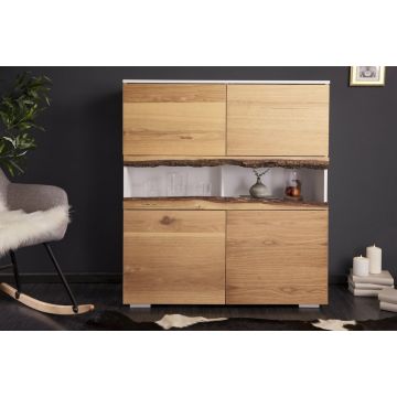 Dressoir Wild Oak Wit 100cm Massief Eiken Hout - 40067