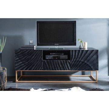 TV Meubel Scorpion Zwart 160cm Massief Mango Hout - 40253