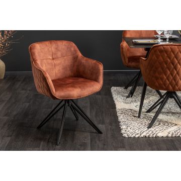 Eetkamerstoel Euphoria Bruin Fluweel Draaibaar Met Armleuning - 40262