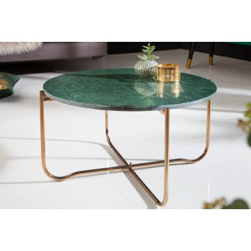 Salontafel Noble Groen/Goud 62cm Rond Marmer - 40362