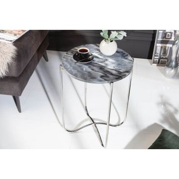 Bijzettafel Noble III Grijs 43cm Marmer Met Afneembaar Blad - 40370