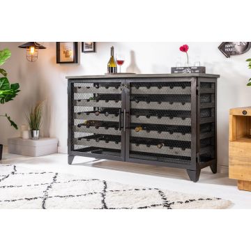 Wijnkast Bodega Massief Grenen Hout Grijs 127cm - 40449