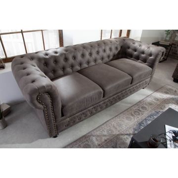 Bank 3-zits Chesterfield II Antiek Grijs 205cm - 40517