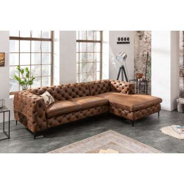 Hoekbank Chesterfield Modern Barok Antiek Bruin 275cm - 40667