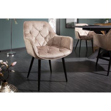 Eetkamerstoel Milano Champagne Fluweel Met Armleuning - 41178