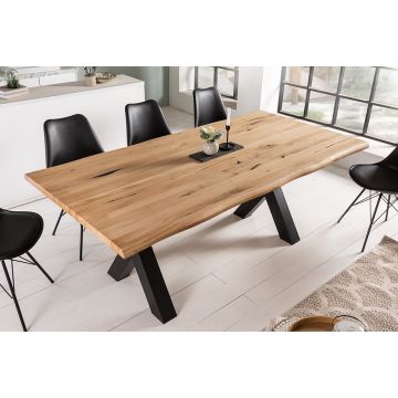 Eettafel Living Edge 200cm Massief Wild Eiken Hout - 41186