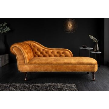 Chaise Longue Recamiere Chesterfield Mosterdgeel - 41252