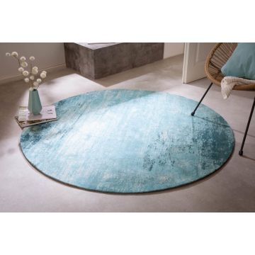 Vloerkleed Modern Art Rond Turquoise Beige 150cm - 41263