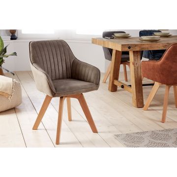 Eetkamerstoel Livorno Vintage Taupe Massief Beuken Hout Draaibaar - 41314