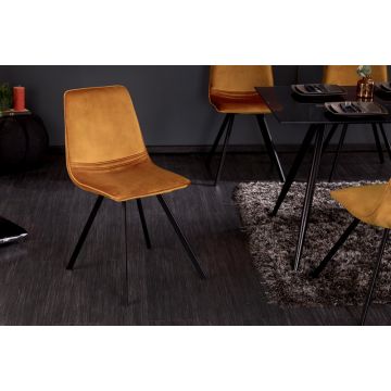 Eetkamerstoel Amsterdam Retro Mosterdgeel Fluweel - 41318