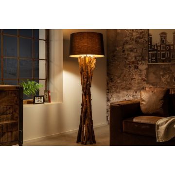 Vloerlamp Harmony Nature Zwart 150cm Massief Teak Hout - 41386