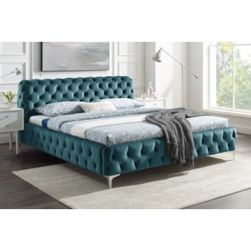 Bed Modern Barock Blauw 180x200cm Fluweel - 41438