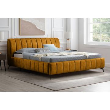 Bed Amsterdam Mosterdgeel 180x200cm Fluweel - 41440