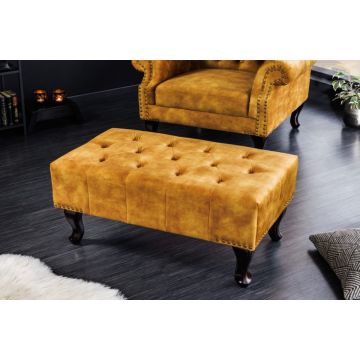 Hocker Chesterfield Mosterdgeel 80cm Fluweel - 41445