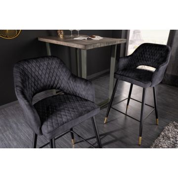 Barkruk Paris Antraciet Fluweel - 41514