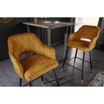 Barkruk Paris Mosterdgeel Fluweel - 41516