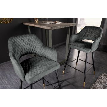 Barkruk Paris Grijs Groen Fluweel - 41517