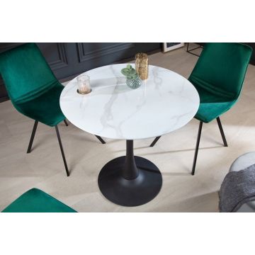Ronde Eettafel Lyon Wit Zwart 80cm - 41524