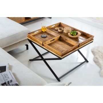 Salontafel Finca 80x80cm Massief Mango Hout - 41656