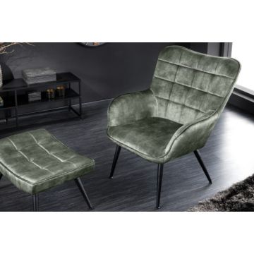Fauteuil Scandinavia Donkergroen Fluweel - 41827