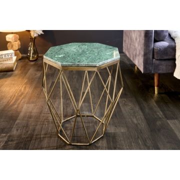 Salontafel Diamond Messing Groen 50x50cm Marmer - 41857