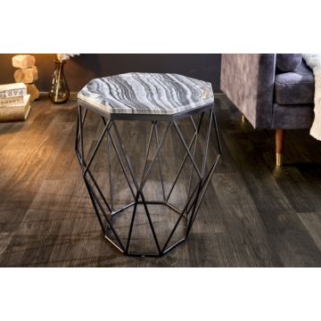 Salontafel Diamond Zwart Grijs 50x50cm Marmer - 41858