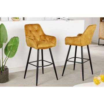Barkruk Milano Mosterdgeel Fluweel - 41959