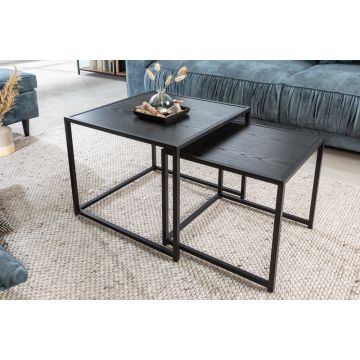 Bijzettafel 2-delige set Slim Line Zwart 50cm - 42011