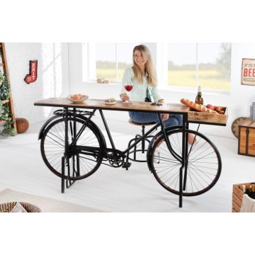 Bartafel Bicycle Zwart 195cm Massief Mango Hout - 42103
