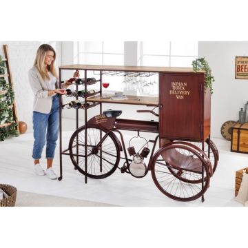 Bartafel Fiets Bruin 190cm Massief Mango Hout - 42105